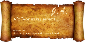Jávorszky Anett névjegykártya