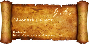 Jávorszky Anett névjegykártya